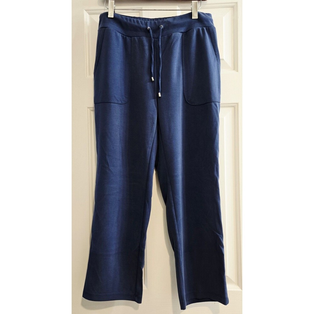 Chico's Zenergy Blue Modal Wide Leg Crop Pants Drawstring Pockets Soft Sz Small